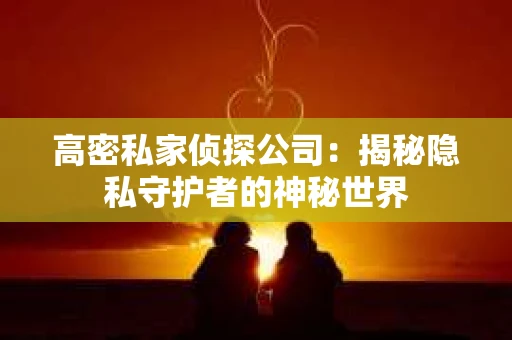 高密私家侦探公司：揭秘隐私守护者的神秘世界