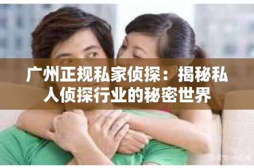 广州正规私家侦探：揭秘私人侦探行业的秘密世界