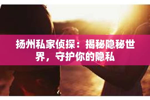 扬州私家侦探：揭秘隐秘世界，守护你的隐私
