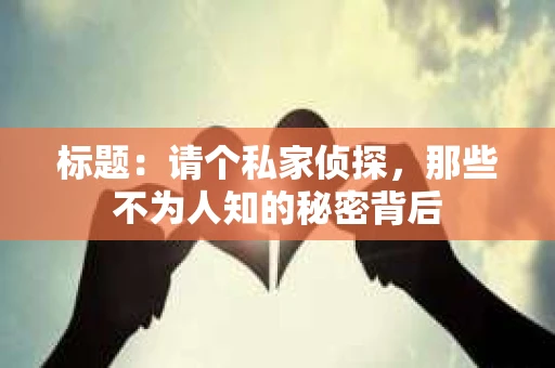 标题：请个私家侦探，那些不为人知的秘密背后