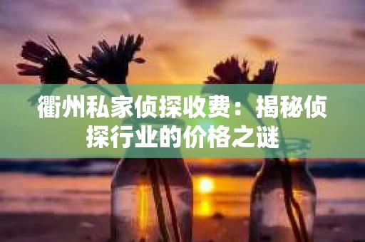 衢州私家侦探收费：揭秘侦探行业的价格之谜