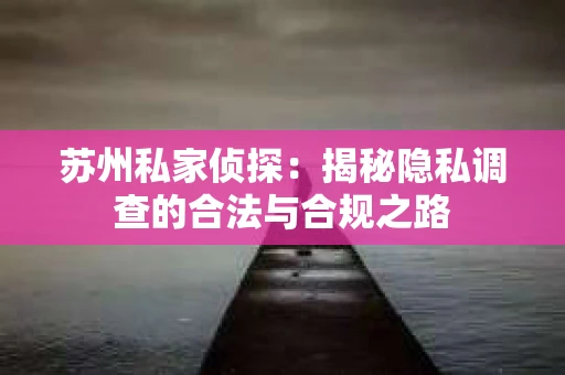 苏州私家侦探：揭秘隐私调查的合法与合规之路